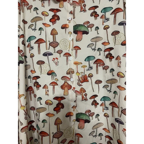 1970’s Inspired Modern Mushroom Retro Button Up Top Tunic Size 5X (KK1) - Picture 2 of 8